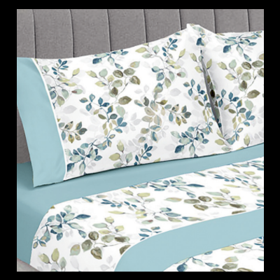 Jogo de Cama de Flanela Atena "Folhas"