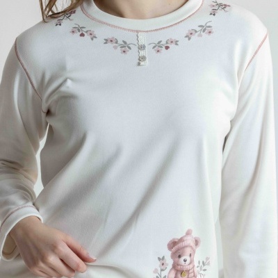 Pijama de senhora MIRA cardado e estampado