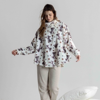 Poncho de senhora MIRA em coralina de toque suave