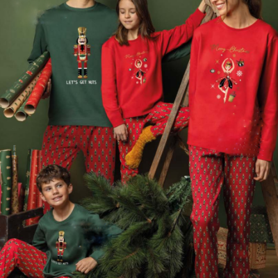 Pijama festivo de senhora e menina 