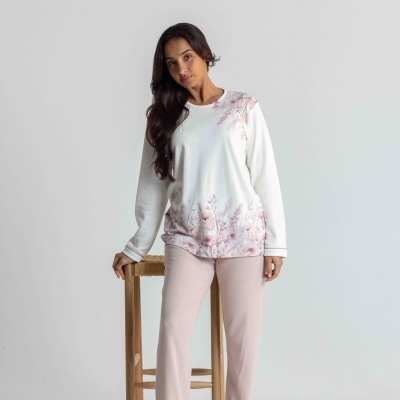 Pijama de senhora MIRA cardado e com estampado floral
