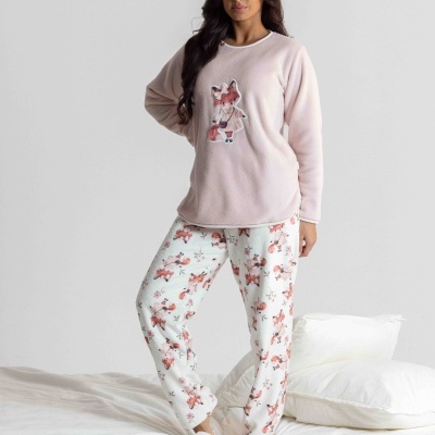 Pijama de senhora MIRA em coralina e estampado