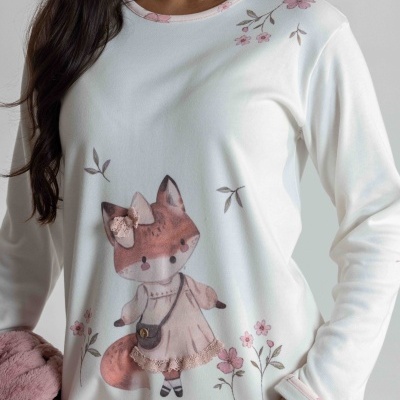 Pijama de senhora MIRA cardado e estampado