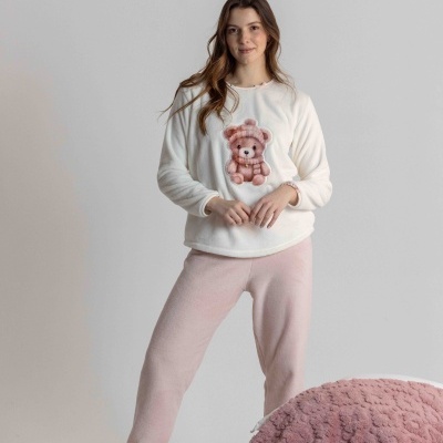 Pijama de senhora MIRA em coralina e estampado