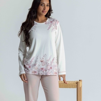 Pijama de senhora MIRA cardado e com estampado floral