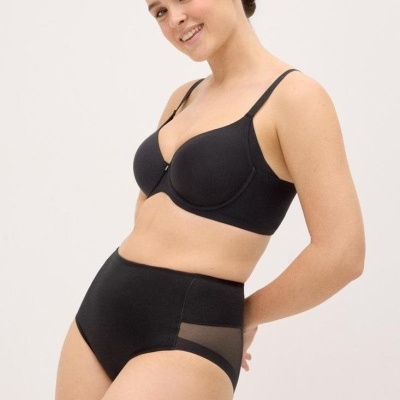 Cueca modeladora de algodão com tule e compressão leve