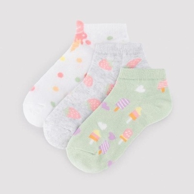 Pacote com 3 pares de meias infantis estampadas