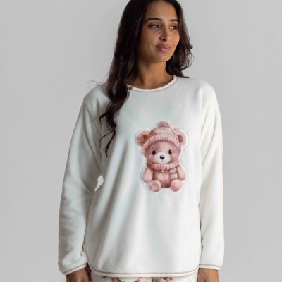 Pijama de senhora MIRA em coralina e estampado
