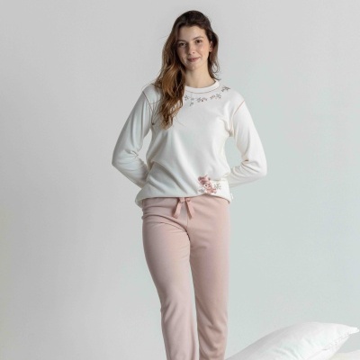 Pijama de senhora MIRA cardado e estampado