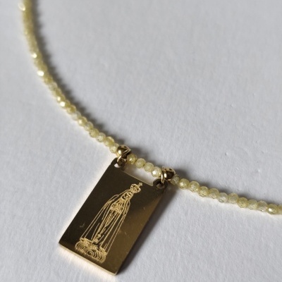 Colar de Cristais - Amarelo Manteiga