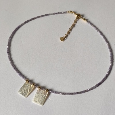 Colar de Cristais - Escapulário - Lilás