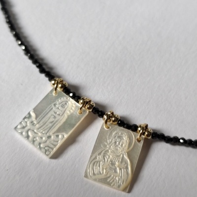 Colar de Cristais - Escapulário - Carvão