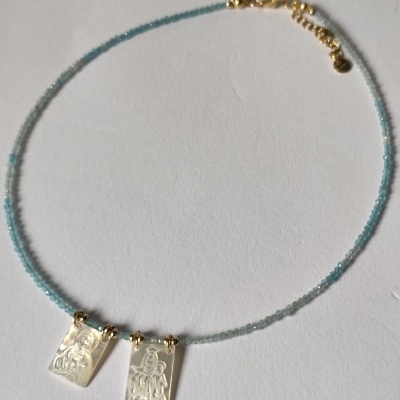 Colar de Cristais - Escapulário - Azul