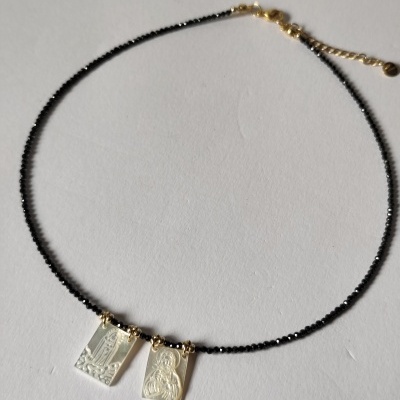 Colar de Cristais - Escapulário - Carvão