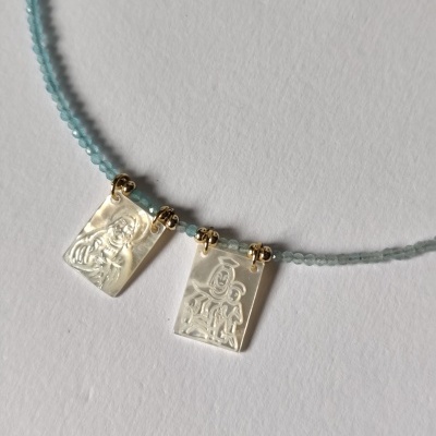 Colar de Cristais - Escapulário - Azul