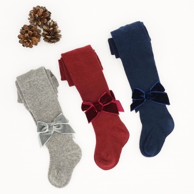 Collant liso laço veludo