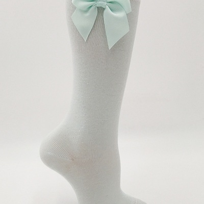 Meia joelho lisa laço Verde água