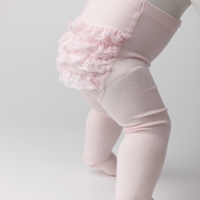 Collant Renda Folho Rosa Bebé