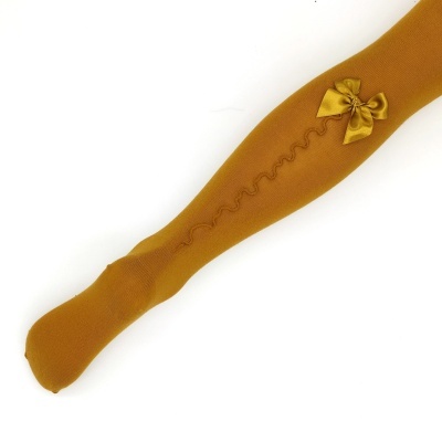 Collant rolinho com laço cetim amarelo torrado