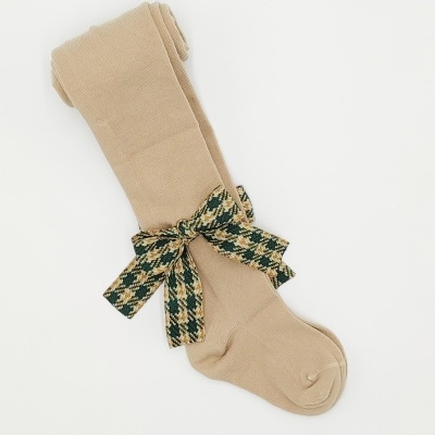 Collant laço xadrez Bege
