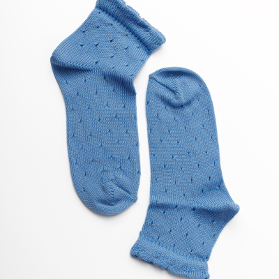 Soquete Pointelle Dots Azul Ganga