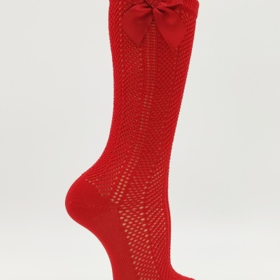 Meia joelho Rancho com laço cetim Vermelho