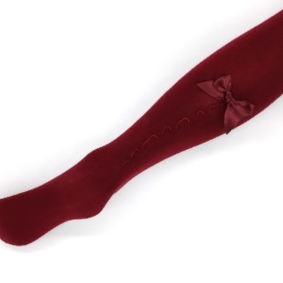 Collant rolinho com laço cetim bordeaux
