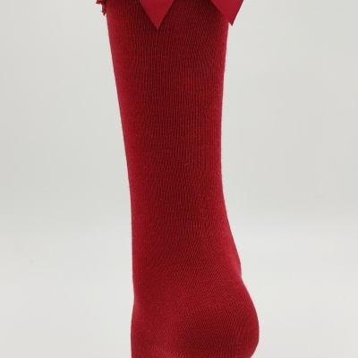 Meia Renda e Laço Cetim Cereja