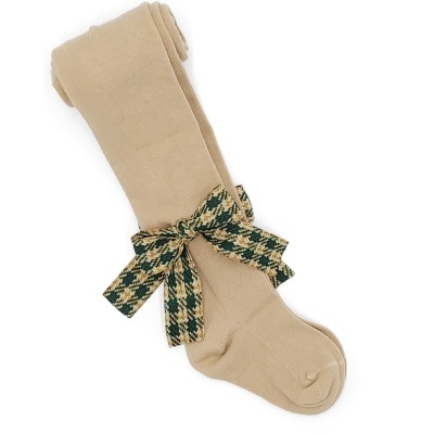 Collant laço xadrez Bege