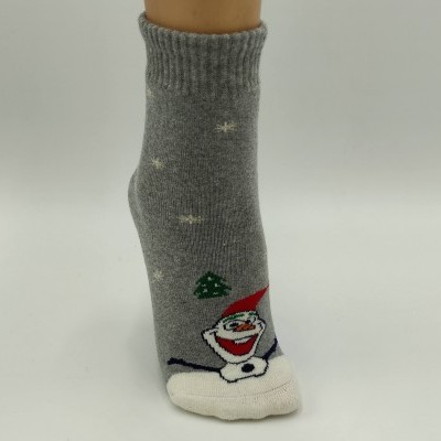 Meia felpo anti-derrapante boneco neve