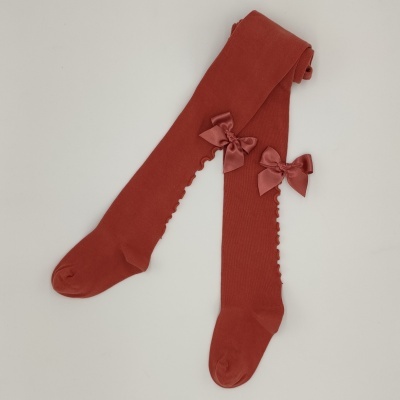 Collant rolinho com laço cetim paprika