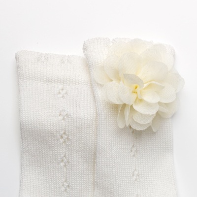 Meia Pointelle Bloom Marfim