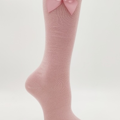 meia joelho lisa laço rosa seco