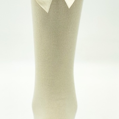 Meia Renda e Laço Cetim Champanhe