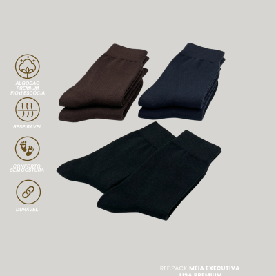 Pack 6 Meias Executivo Lisas Premium