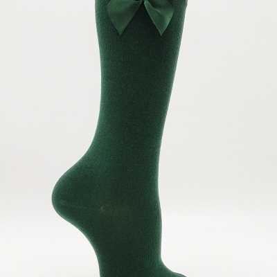 Meia joelho lisa laço Verde garrafa