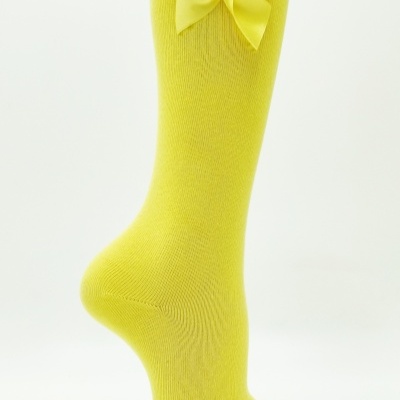 meia joelho lisa laço Amarelo