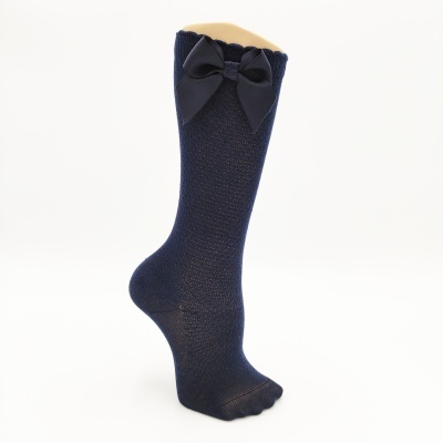 Meia joelho ponto arroz laço gorgorão marinho