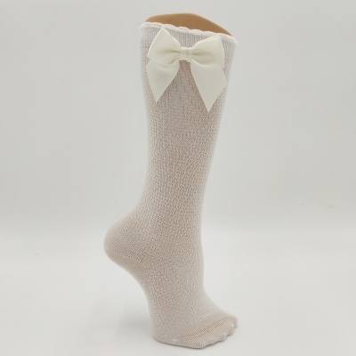 Meia joelho ponto arroz laço gorgorão pérola