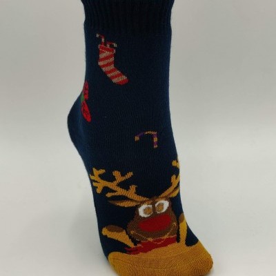 Meia felpo anti-derrapante rena natal