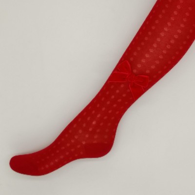 Collants rendados com laço veludo cor  vermelho