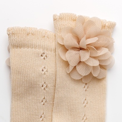 Meia Bloom Pointelle Bege