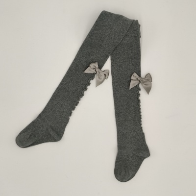 Collant rolinho com laço cetim cinza mescla