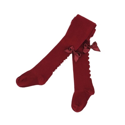 Collant rolinho com laço cetim bordeaux