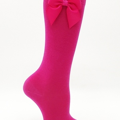 meia joelho lisa laço fuschia