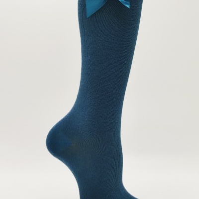 Meia joelho lisa laço Petróleo