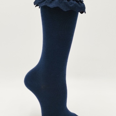 Meia Bordado Inglês Marinho