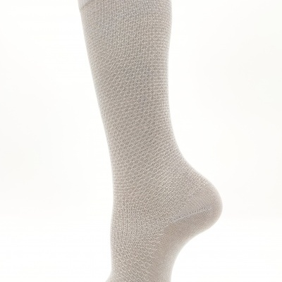 Meia joelho ponto arroz cinza