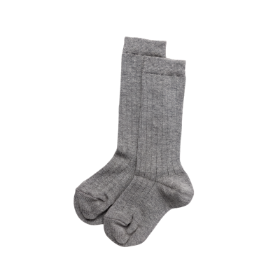 Meia Canelada Cinza Mescla