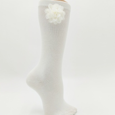 Meia Laço Flor Pérola